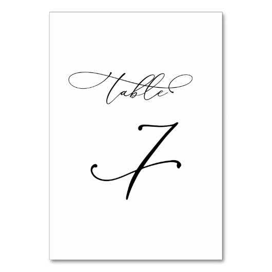 Elegant Modern Calligraphy Table 7 Wedding テーブルナンバー (正面)
