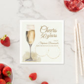 Elegant Modern Champagne Cheers 50th Birthday スタンダードカクテルナプキン (インサイチュ)