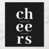 Elegant Modern Cheers | Minimalist Black  ワインラベル (シングルラベル)