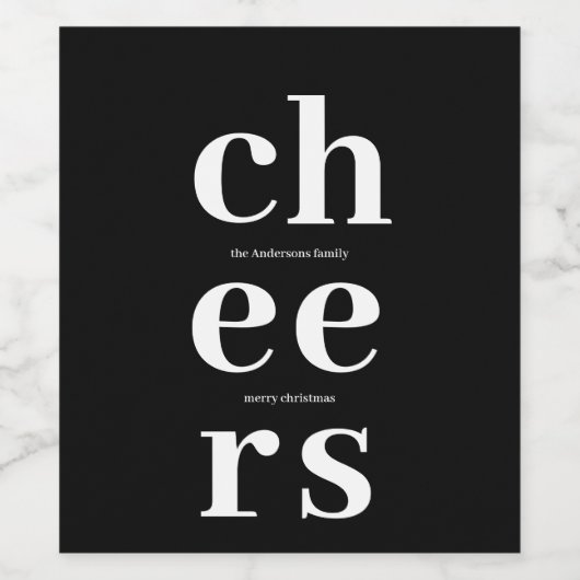 Elegant Modern Cheers | Minimalist Black  ワインラベル (シングルラベル)
