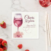 Elegant Modern Cheers Red Wine 50th Birthday Party スタンダードカクテルナプキン (インサイチュ)