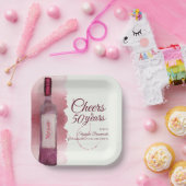 Elegant Modern Cheers Red Wine 50th Birthday Party ペーパープレート (パーティー)
