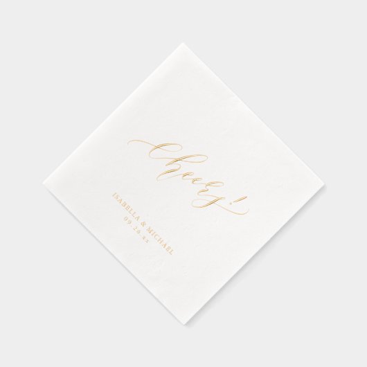 Elegant modern cheers script minimalist wedding 箔ナプキン (右)