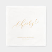 Elegant modern cheers script minimalist wedding 箔ナプキン (正面)