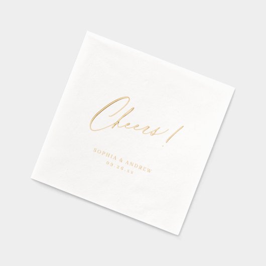 Elegant modern cheers script minimalist wedding 箔ナプキン (左)