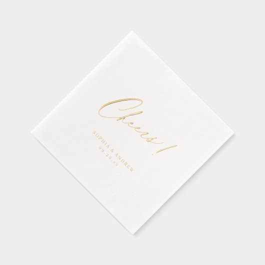 Elegant modern cheers script minimalist wedding 箔ナプキン (右)