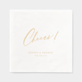 Elegant modern cheers script minimalist wedding 箔ナプキン (正面)