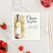 Elegant Modern Cheers White Wine 50th Birthday スタンダードカクテルナプキン (インサイチュ)