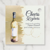 Elegant Modern Cheers White Wine 50th Birthday フェイバータグ (裏面)