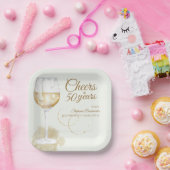 Elegant Modern Cheers White Wine 50th Birthday ペーパープレート (パーティー)