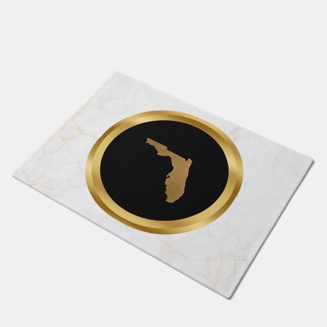 Elegant Modern Chic Black and Gold Florida Theme  ドアマット (アングル)