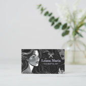 Elegant Modern/Chic Black and White Hair Salon 名刺 (スタンド正面)