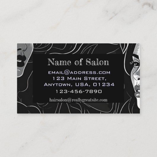 Elegant Modern/Chic Black and White Hair Salon 名刺 (裏面)