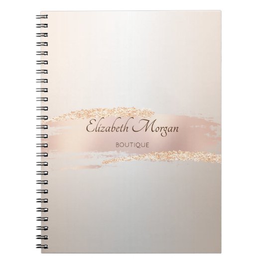 Elegant Modern,Chic Rose Gold Brush Stroke ノートブック (正面)