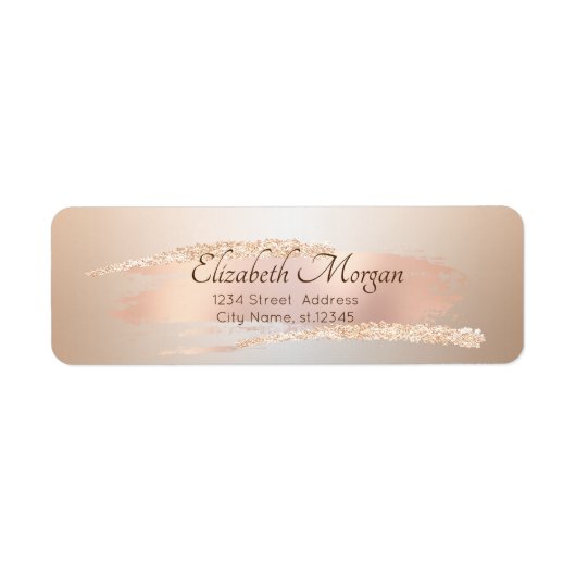 Elegant Modern,Chic Rose Gold Brush Stroke ラベル (正面)