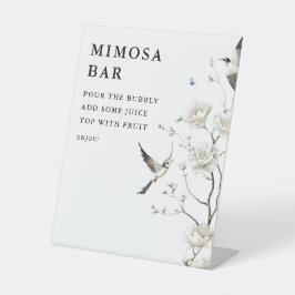Elegant Modern Chinoiserie Floral Mimosa Bar 台座サイン