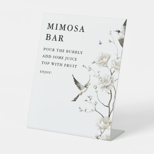 Elegant Modern Chinoiserie Floral Mimosa Bar 台座サイン (正面)