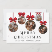 Elegant Modern Christmas Family 5 Ornament Photo シーズンカード (正面)