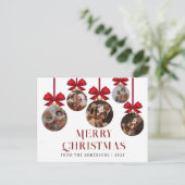 Elegant Modern Christmas Family 5 Ornament Photo シーズンポストカード (スタンド正面)