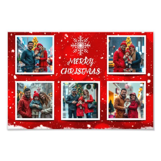 Elegant Modern Christmas Family Photo Design フォトプリント (正面)