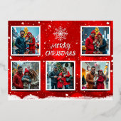Elegant Modern Christmas Family Photo Design 箔シーズンポストカード (正面)