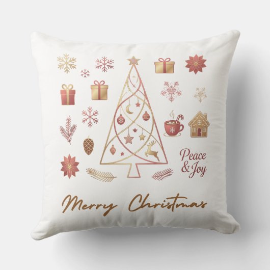 Elegant Modern Christmas Gold & Red Minimal Design クッション (裏面)