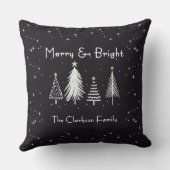 Elegant Modern Christmas Stars with Family Name  クッション (裏面)