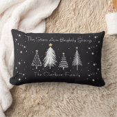 Elegant Modern Christmas Stars with Family Name ランバークッション (ブランケット)