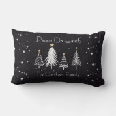 Elegant Modern Christmas Stars with Family Name ランバークッション (裏面)