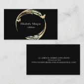 Elegant Modern Circle,Gold Butterfly Black 名刺 (正面/裏面)