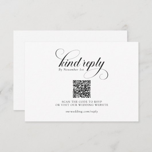 Elegant Modern Classic Calligraphy Wedding 出欠カード (正面/裏面)