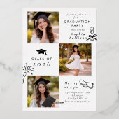 Elegant Modern Classic Graduation party Hand drawn 箔招待状 (裏面)