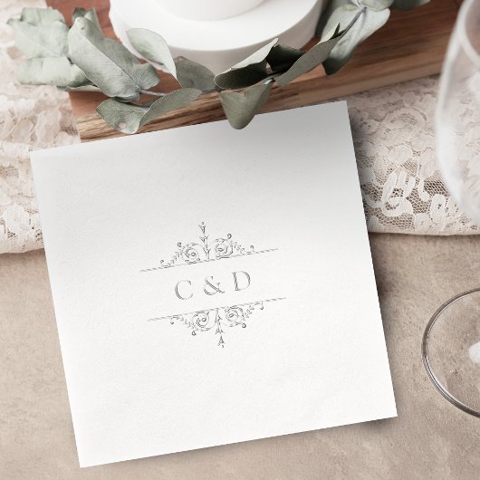 Elegant modern classic vintage wedding monogram 箔ナプキン