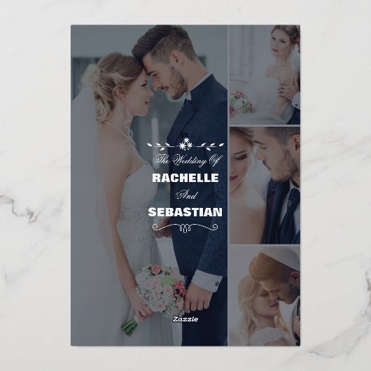 Elegant Modern Collage Wedding Invitation | Rachel 箔招待状 (裏面)