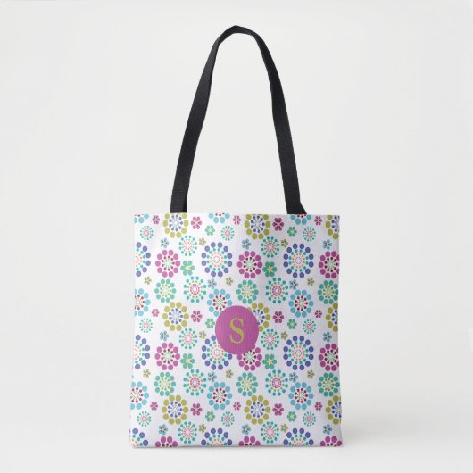 Elegant modern colorful pink dot flower pattern トートバッグ (正面)