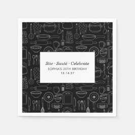 Elegant Modern Cooking Party Chef Birthday Party スタンダードカクテルナプキン
