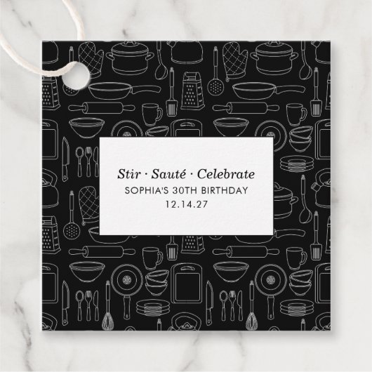 Elegant Modern Cooking Party Chef Birthday Party フェイバータグ (正面)