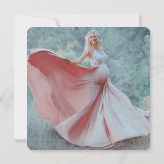 Elegant Modern Coquette Bow Pink Photo Baby Shower 招待状 (裏面)