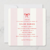 Elegant Modern Coquette Bow Pink Photo Baby Shower 招待状 (正面)