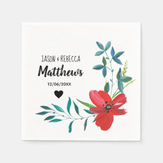 Elegant Modern Custom Floral Wedding スタンダードカクテルナプキン