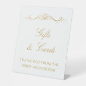 Elegant Modern Custom Gold Script Gifts Wedding 台座サイン (正面)