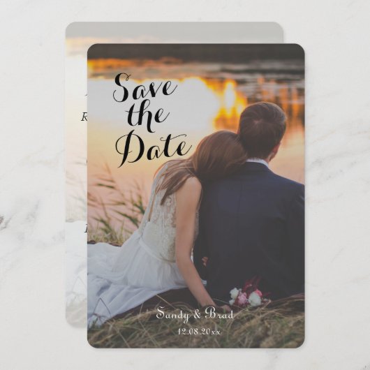 Elegant Modern Custom  Photo Save The Date Wedding 招待状 (正面/裏面)