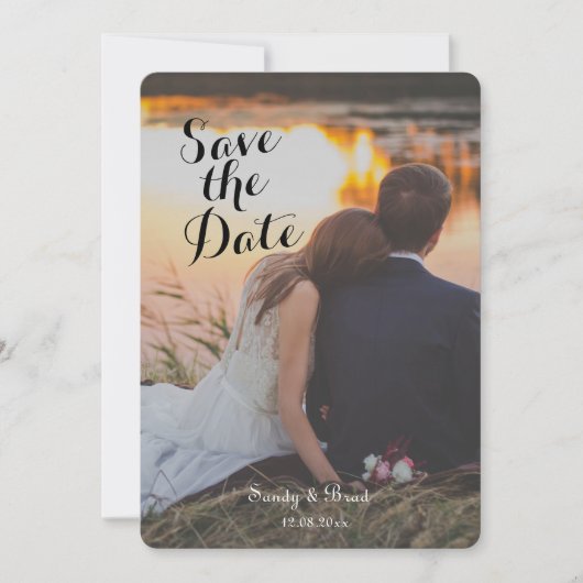 Elegant Modern Custom  Photo Save The Date Wedding 招待状 (正面)