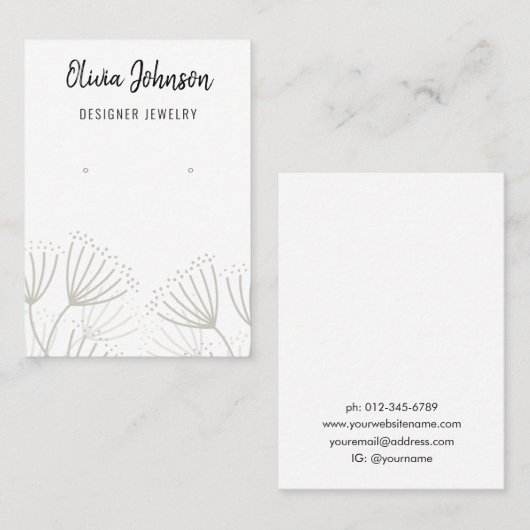 Elegant Modern Dandelion Jewelry Earring Display  名刺 (正面/裏面)