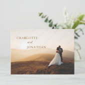 Elegant Modern dark copper brown Photo wedding 招待状 (スタンド正面)