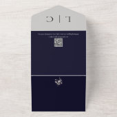 Elegant modern dark navy wedding photo with RSVP オールインワン招待状 (外側)