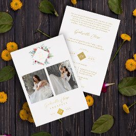 Elegant Modern Diamond Shape Mis XV años Floral  箔招待状