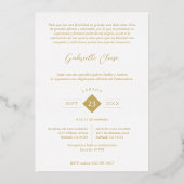 Elegant Modern Diamond Shape Mis XV años Floral  箔招待状 (裏面)