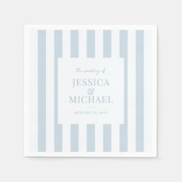 Elegant Modern Dusty Blue Striped Wedding スタンダードカクテルナプキン