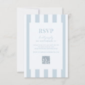 Elegant Modern Dusty Blue Striped Wedding 出欠カード (正面)
